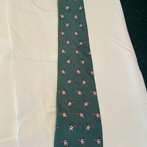 Saks Fifth Avenue Festive Green Tie with Santa Motif